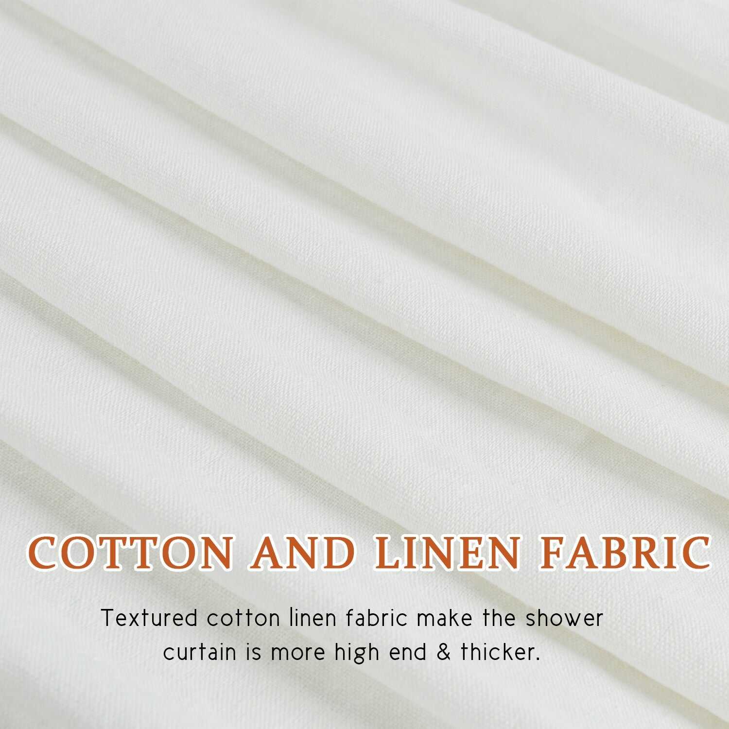 HIG Farmhouse Rust / Taupe with Ivory Buffalo Plaid Shower Curtain, Boho Rustic Decorative Bathroom Curtain with Buttons, Vintage Natural Textured Cotton Linen Fabric Shower Curtain, 72 x 72 In