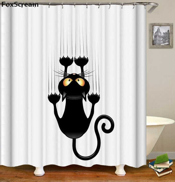 Cat Bath Shower Curtain Funny Star Space Waterproof Cat shower curtains bathroom curtain Fabric Bathroom Curtains For Bathroom