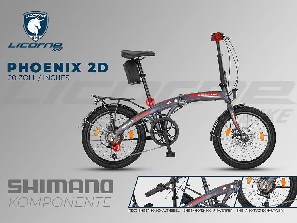 ✨Licorne Bike Phoenix 2D, 20 Inch Aluminium Folding Bike