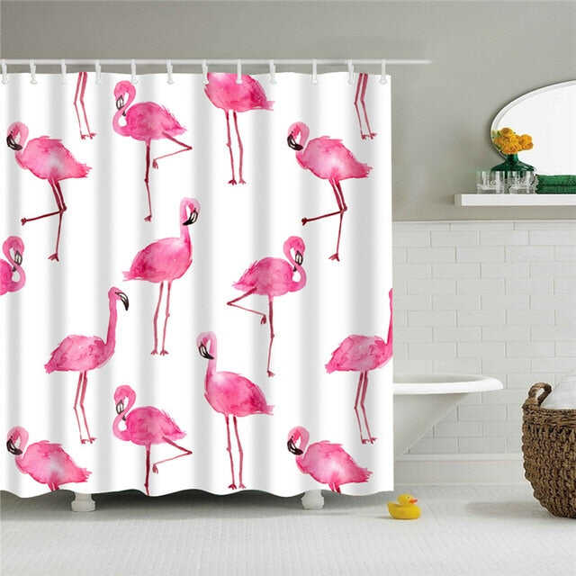 Nordic Pictures Polyester Waterproof Shower Curtains High Quality Animals Flamingo Shower Curtain In The Bathroom